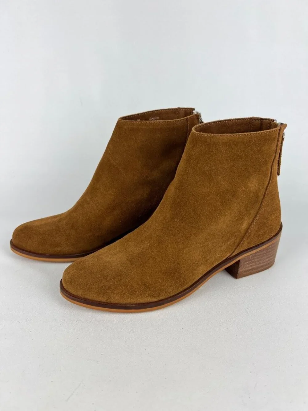 Steve Madden Womens Legally Ankle Boots Brown Suede Block Heel Back Zip size 7